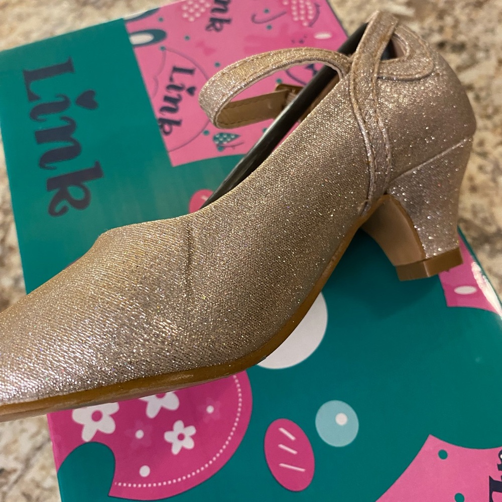 Link Glittery Gold Kids Dress Shoes